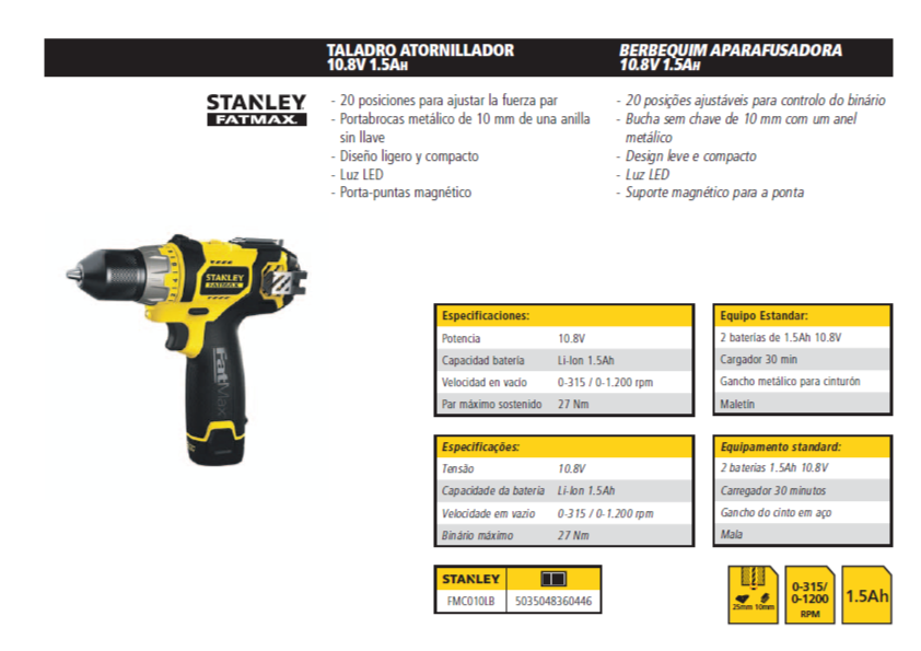 Aparafusadora de Impacto LI-ION 10.8V 1.5AH FATMAX®