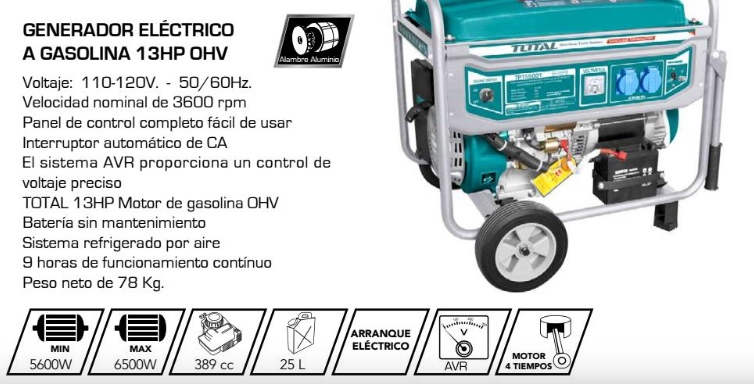 Generador eléctrico 4500 watts a gasolina PG5000 – Ludepa – Tu ferreteria  en Manta Guayaquil y Duran Ecuador